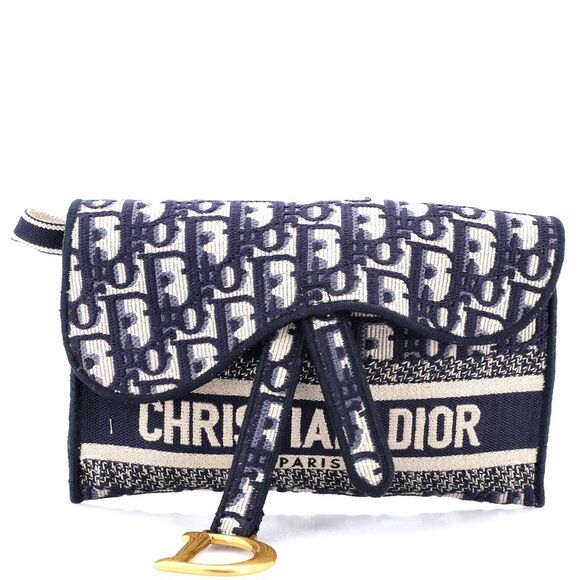 Dior Navy and White Monogram Clutch - Picture 1 of 6